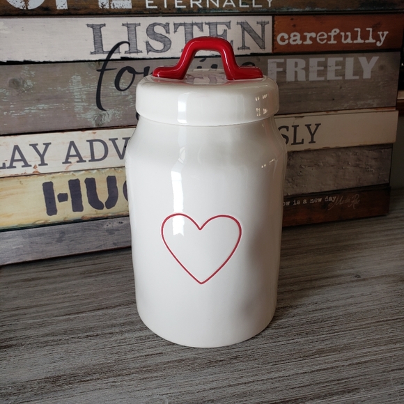 Rae Dunn Accents Rae Dunn Red Heart Canister With Lid New Poshmark